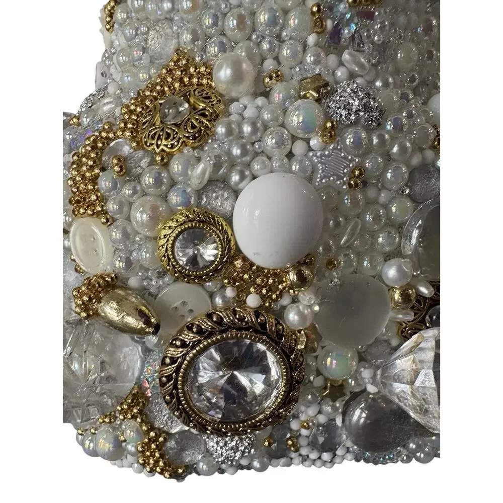 Wedding Fund Glass Jar Pearl Rhinestone Jewelry Memory Keepsake Bridal Gift